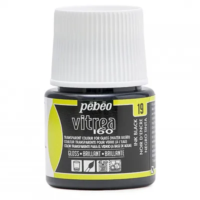 Image de Peinture pour verre Pebeo Vitrea 160, 45 ml, 19 Noir Encre Brillant