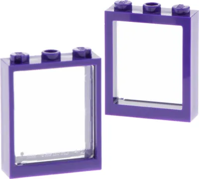 Produktbild von 2x Lego Fenster Rahmen 1x3x3 dunkel lila Scheibe transp weiß 6278709 51266 51239