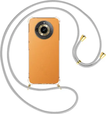 Produktbild von Handykette Backcover-Schutzhülle mit Band (Metall goldfarben) für Realme 11 5G (6.72'') - silbergrau