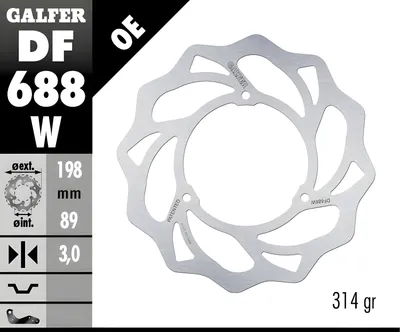 Produktbild von Vordere Bremsscheiben Für Ktm Sx 65 '98-23, Husqvarna Tc 65 '17-23, Gas Gas Mc 65 '21-23 (198X89X3Mm) (3X6,5Mm) Wave