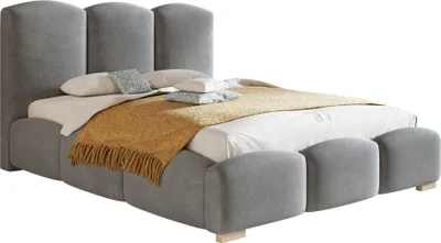 Produktbild von Polsterbett 180x200 cm Roma - Doppelbett mit Bettkasten - Lattenrost, Dicker Schaum, Bett 180x200 Grau