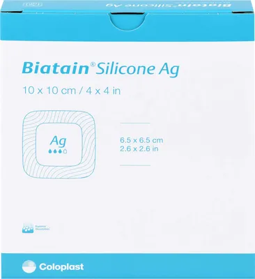 Produktbild von BIATAIN Silicone Ag Schaumverband 10x10 cm, 5 St KOM