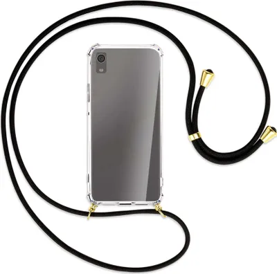 Produktbild von Handykette Backcover-Schutzhülle mit Band (Metall goldfarben) für Sony Xperia XA1 - schwarz