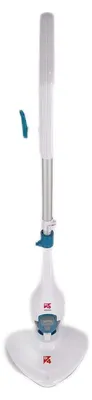 A white steam mop on a white background.