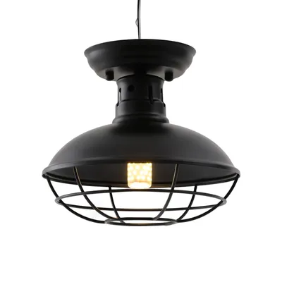 Productafbeelding van Industriële plafondlamp, hanglamp, pendellamp, zwart, design, metalen plafondlampen, geschikt voor woonkamer, keuken, eetkamer, bar, café, restaurant