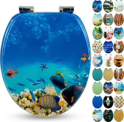 Produktbild von Sanfino® Premium WC Sitz "Coral Reef" hochwertiger Toilettendeckel mit Absenkautomatik aus Holz, hoher Sitzkomfort & einfache Montage
