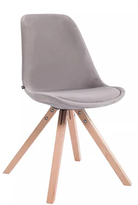 Produktbild von In And OutdoorMatch Besucherstuhl Michale - Esszimmerstuhl - Hellgrauer Samt - Holzbeine - 1er-Set - Sitzhöhe 48 cm - Deluxe