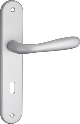 Image de Ensemble de poignées pour porte de chambre Goccia trou de clé, carré 7mm, entr'axes 195mm, chromé satin - THIRARD