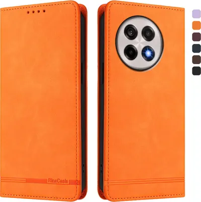 Produktbild von Hülle für OnePlus 13R, Retro Kunstleder Ständer Klapphülle mit Kartenfächer und Magnetische Orange
