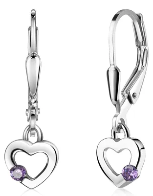 Produktbild von MATERIA by Matthias Wagner Herz Ohrringe Kinder lila Zirkonia 925 Sterling Silber SO-493-Lila