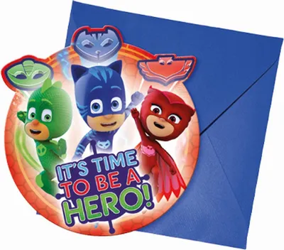 Image de PJ MASKS Cartes d'invitation 6 pièces