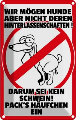 Produktbild von vianmo Blechschild 30x20 cm wir mögen keine Hundehäufchen Dekoration