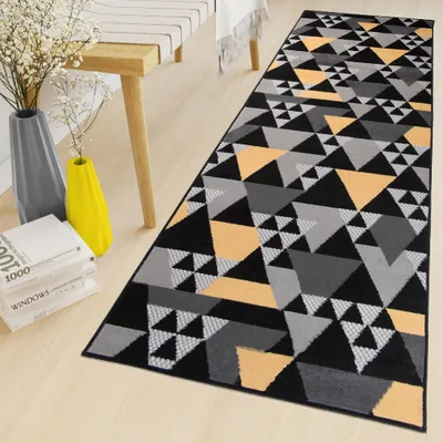 Produktbild von Tapiso Läufer MAYA Modern Grau Gelb Wohnzimmer  80 x 180