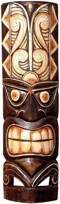 Tiki-Holzmaske 50 cm, Maori-Wandmaske, handgefertigt