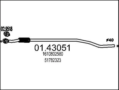Produktbild von MTS Abgasrohr Auspuffrohr für FIAT GRANDE PUNTO (199) Vorne 01.43051