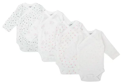 Immagine prodotto di BABIDU | Confezione da 4 body a maniche lunghe per neonati – 100% cotone, morbidi e traspiranti – Colori uniti
