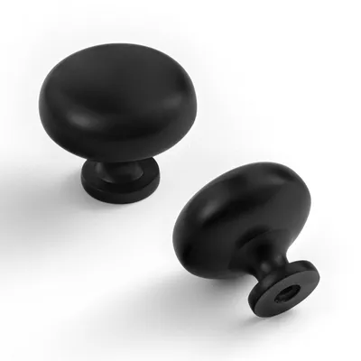 Image de Boutons de placard noirs mats - Lot de 12 pièces