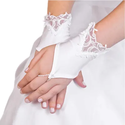Productafbeelding van Elegantie handschoenen voor de communie, met decoratieve kant, in een matte uitvoering