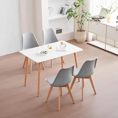 Produktbild von Esszimmer-Set Esstisch mit 4 Stühlen 110x70x75cm Holz Grau Skandinavisch