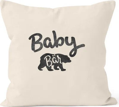 Produktbild von Geschenk-Kissenbezug Baby Bär Baumwolle MoonWorks® natur 40cm x 40cm