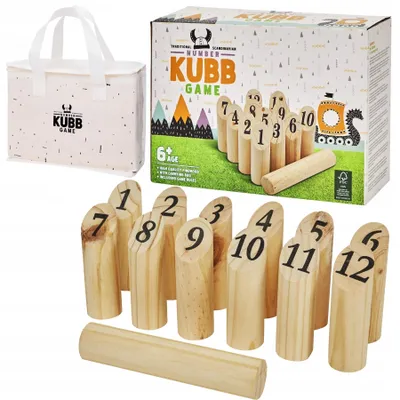 Produktbild von Holz-Bowling-Spiel für Kinder, 12 Kegel, Outdoor-Spaß, Set