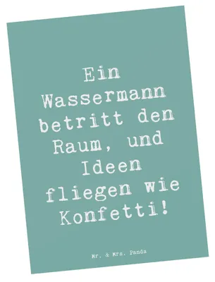 Produktbild von Mr. & Mrs. Panda Postkarte Spruch Wassermann Ideenflug - Meeresbrise - Geschenk, Horoskop, Postkarten, Ansichtskarte, Geschenke Astrologie, Tierkreiszeichen, Kreativität