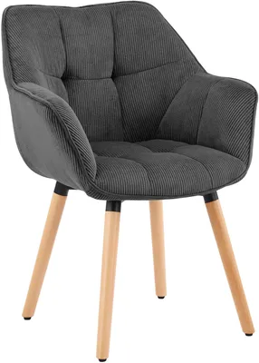 Produktbild von CLP Esszimmerstuhl Milford Cordbezug mit Rückenlehne und Armlehnen gepolstert dunkelgrau Material Cord