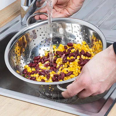 Zdjęcie produktu dla Durszlak stojący Durszlak kuchenny 28cm stal nierdzewna z 2 uchwytami 23041