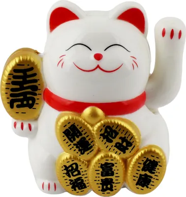 Produktbild von Glückskatze Mini Maneki-neko Wohlstand weiß Solar 5cm Winkekatze Lucky cat