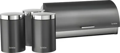 Immagine prodotto di Briebe BB1161 Set di contenitori per il pane +3 in robusto acciaio inox Design moderno Grigio/Inox