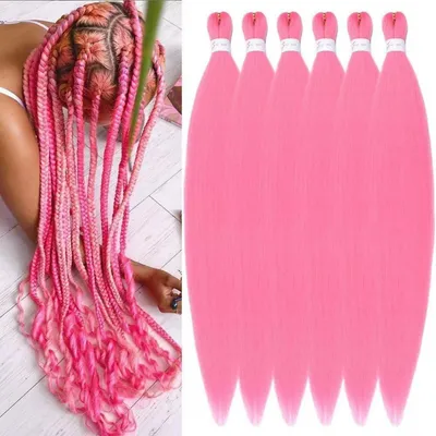 Immagine prodotto di Flechthaar: Extension per capelli, lunghezza 32 pollici, confezione da 6, colore rosa, fibra sintetica, da intrecciare