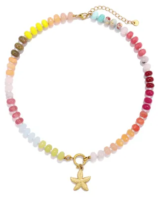 Produktbild von SKENUDY Bunte Perlen-Halskette mit Regenbogensteinen für Damen, Regenbogen-Halsk