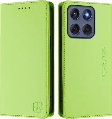 Produktbild von Lederhülle für Motorola Edge 60 Fusion Hülle Flip Brieftasche Kartenfächern Ständer Schutzhülle Grün