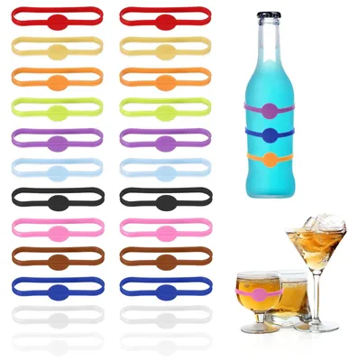 Productafbeelding van Glasmarkeerders van Silikon voor Drinkglazen (24 Stuks)