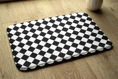 Produktbild von Badteppich Saugfähige - Badezimmer Teppich - Rutschfester Badvorleger Badematte - 75x45 cm - Muster Quadrate
