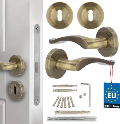 Immagine prodotto di KOTARBAU® Maniglia per porta + rosone 12cm ZnAl patinato Maniglie per porte interne Maniglia per porte interne Set di maniglie per porte interne Serratura per porte interne Maniglie per porte Ferramenta per porte