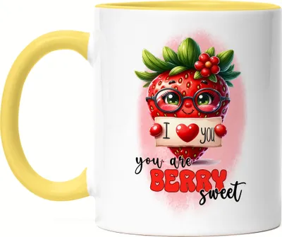 Produktbild von I Love You You Are Berry Sweet Erdbeeren Liebe Spruch Tasse Gelb