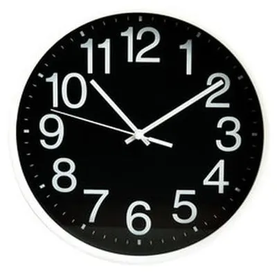 Wanduhr, rund, 25 cm, schwarz, mechanisch