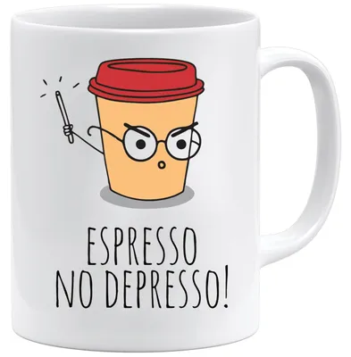 Kaffeetasse Espresso No Depresso, Keramik, Weiß, 330 ml