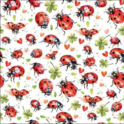 Produktbild von 20 Servietten Ladybug Flight - Marienkäfer, Kleeblätter und Herzen 33x33cm
