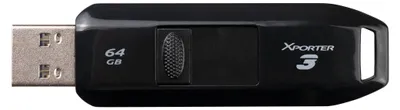 Obrázek produktu pro Patriot Memory Xporter 3, 64 GB, USB Typ-A, 3.2 Gen 1 (3.1 Gen 1), Kluzné, 10 g, Černá