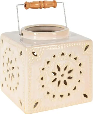 Zdjęcie produktu dla Latarnia ceramiczna H&S Decoration light beige 16 cm latarnia dekoracyjna