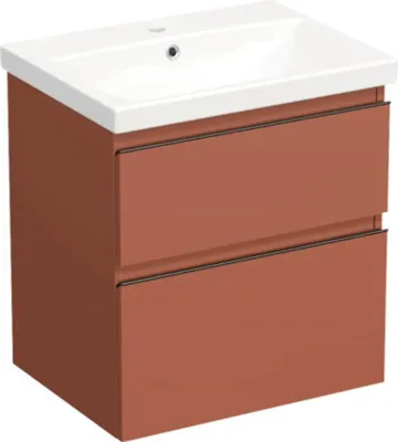 Produktbild von Jungborn Waschplatz TRENTA BxHxT 60x65x45 cm cotto matt mit Keramik-Waschtisch Griffleiste schwarz