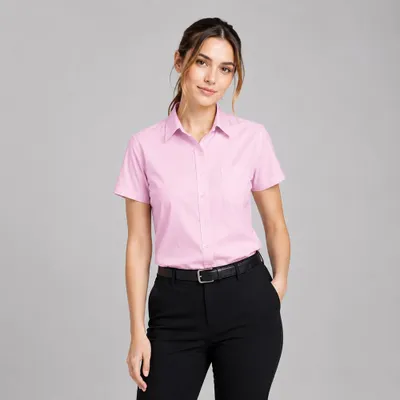Produktbild von Damen Bluse halbarm rosa, Gr. 44 : 44 : rosa : 60% Baumwolle 40% Polyester