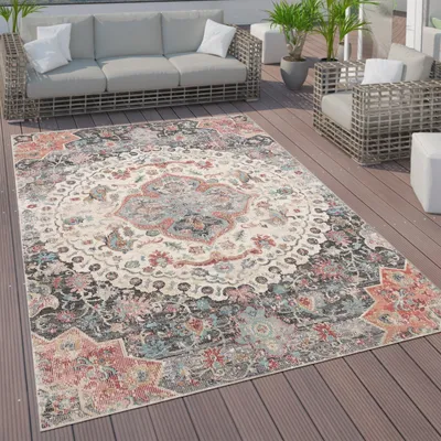 Produktbild von In- und Outdoor-Teppich, Kurzflor Mit Orient Design In versch. Farben und Größen Grösse 80x150 cm