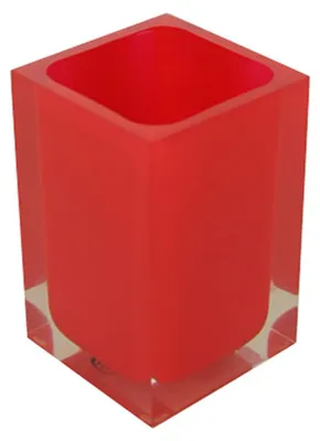 Productafbeelding van Transparante tandenborstelhouder, rood, handgemaakt, 11 x 7,2 x 7,2 cm