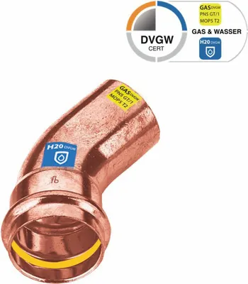 Produktbild von Sanpro Pressfitting Kupfer 45° Winkel - Bogen innen - außen, Größe V 35