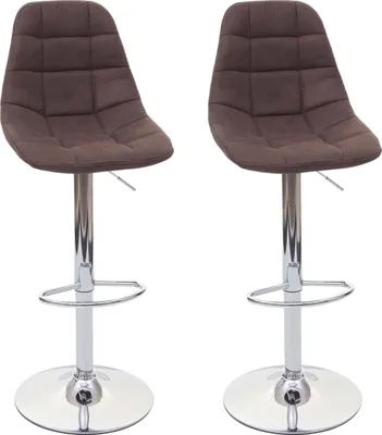 Image de lot de 2 tabourets de bar HWC-A67, chaise de bar tabouret de bar,  MVG ~ brun foncé vintage, textile