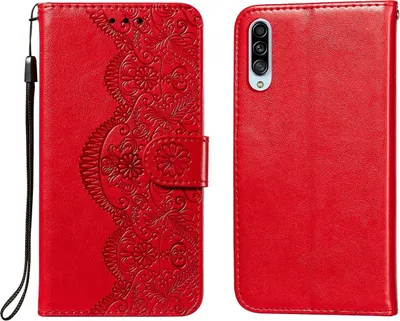 Zdjęcie produktu dla Etui König Design kompatybilne z Samsung Galaxy A90 5G z syntetycznej skóry - Etui na telefon komórkowy czerwone