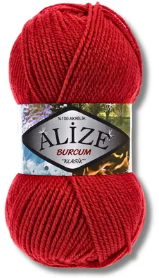 Zdjęcie produktu dla Alize 1x 100 g wełna Burcum Klasik, jednolita, szydełkowanie, dzierganie (czerwona – 106)